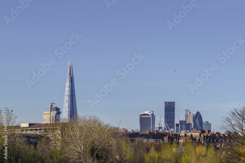 Skyline of London from Burgess Park