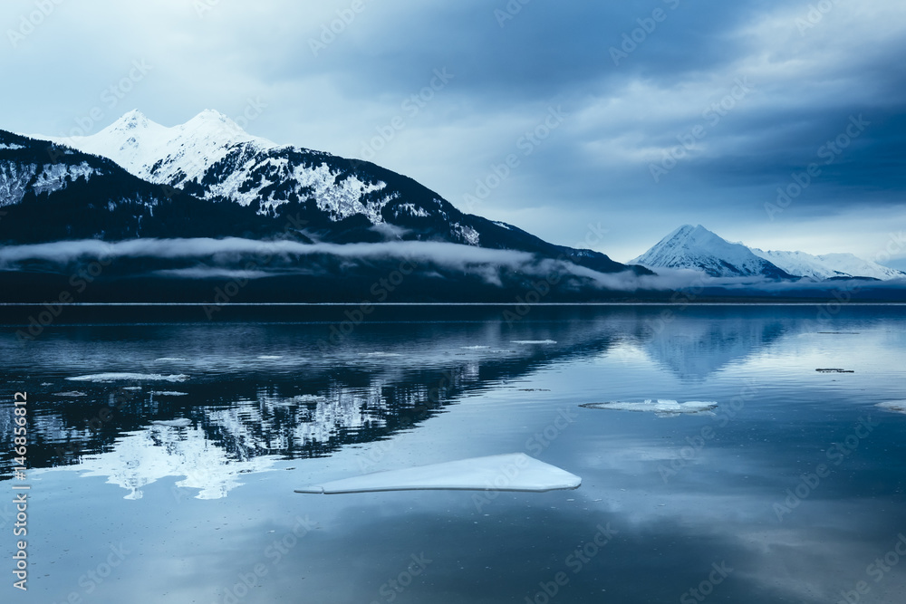 Calm Alaska Inlet with Distant Mountains and Reflection #2