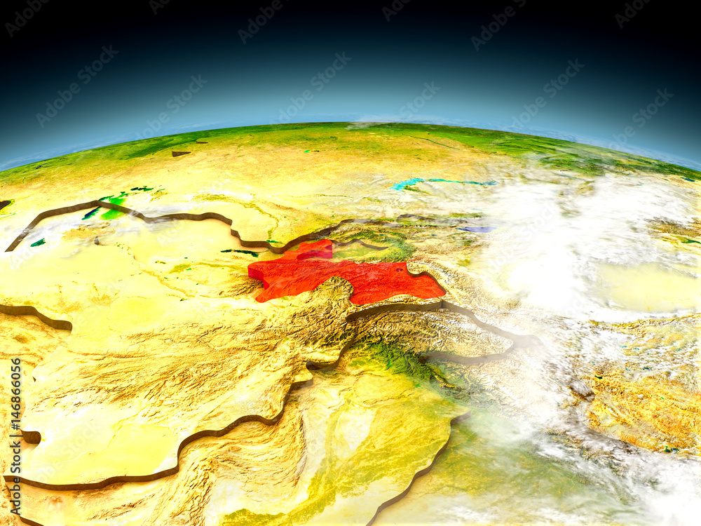 Tajikistan on model of Earth