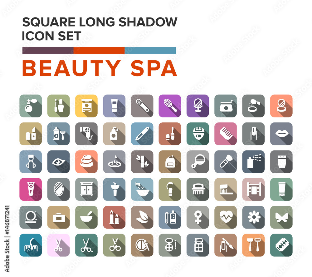 beauty and spa icons set in flat design with long shadow beauty and spa icons set in flat design with long shadow
