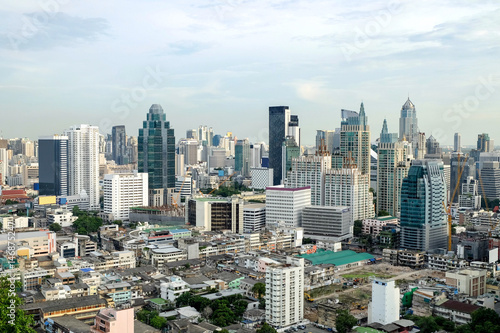 Bangkok cityscape of buildings from a high angle. © chiradech