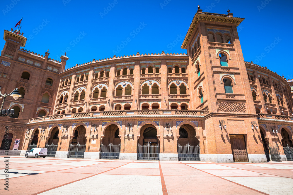 Madrid. Famous bullfighting arena in Madrid. Touristic attraction in Spain.