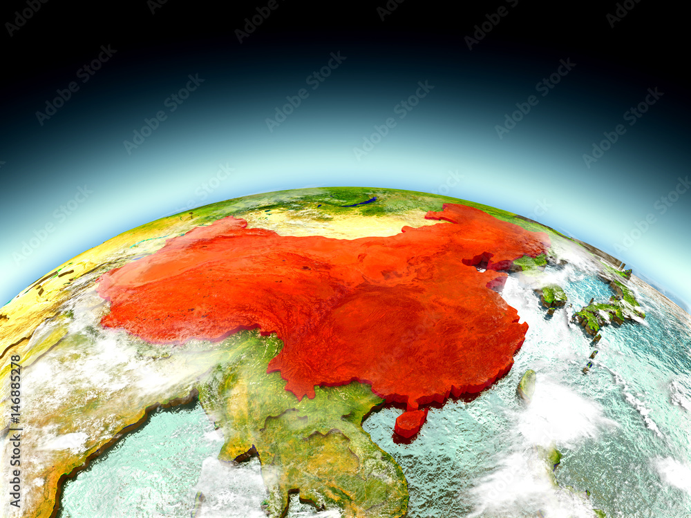 China on model of Earth