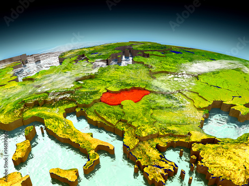 Hungary on model of Earth