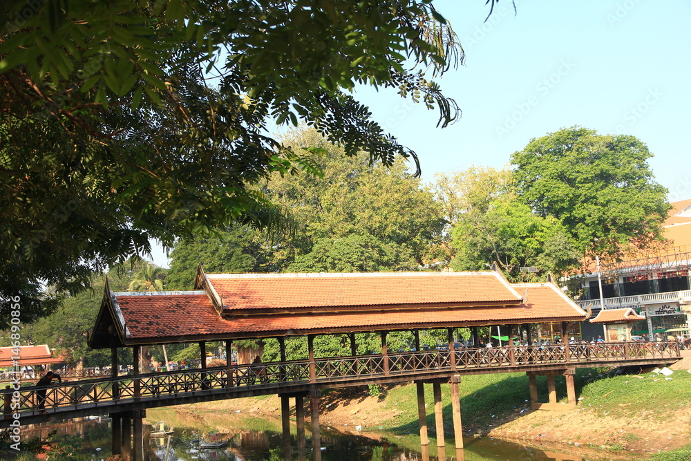 Bridge over Siem Reap River, Cambodia Bridge over Siem Reap River, Cambodia