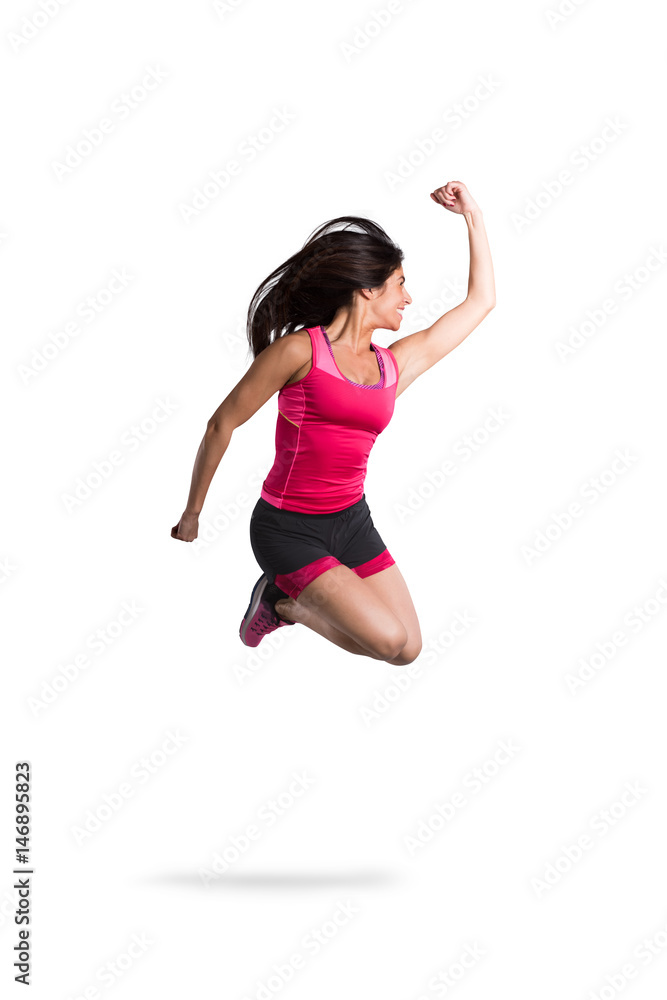 Vital and athletic girl jump Vital and athletic girl jump
