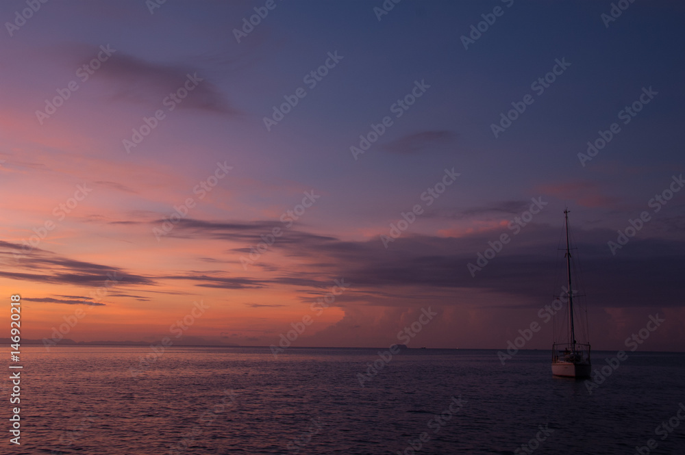 Sunset near the boat Sunset near the boat