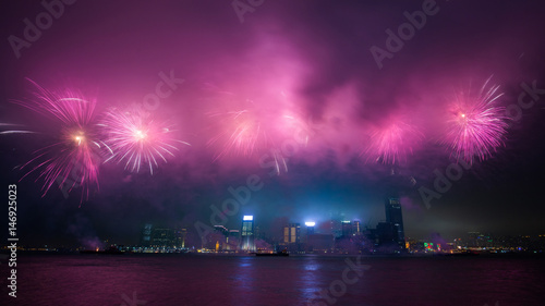 Wallpaper Mural Fireworks show along Victoria harbor in Hong Kong, China. Torontodigital.ca