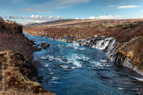 Hraunfossar in western Iceland is a series of waterfalls formed by rivulets streaming out of the Hallmundarhraun lava field. © V. Korostyshevskiy