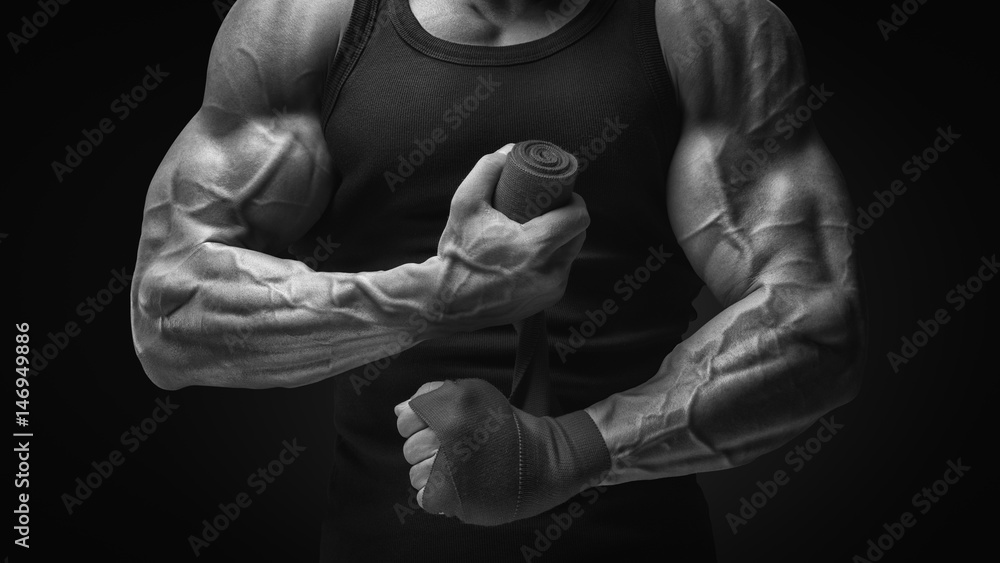 Strong hands and fist, ready for training and active exercise Closeup