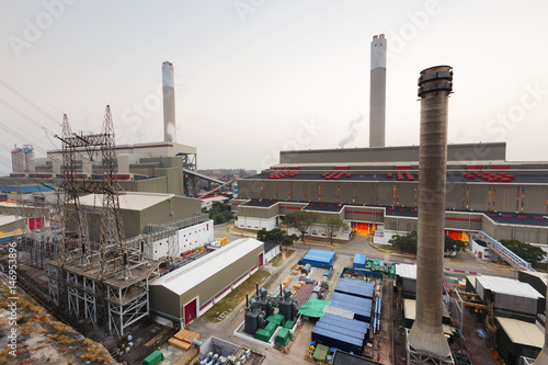 Hong Kong power station at sunset