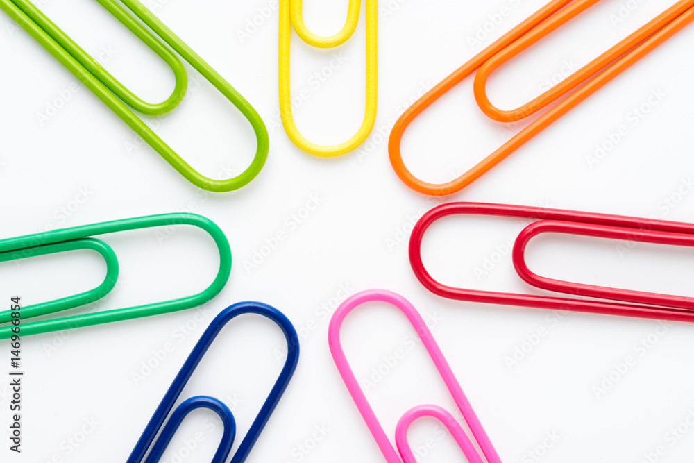 colorful paperclips isolated on white background colorful paperclips isolated on white background