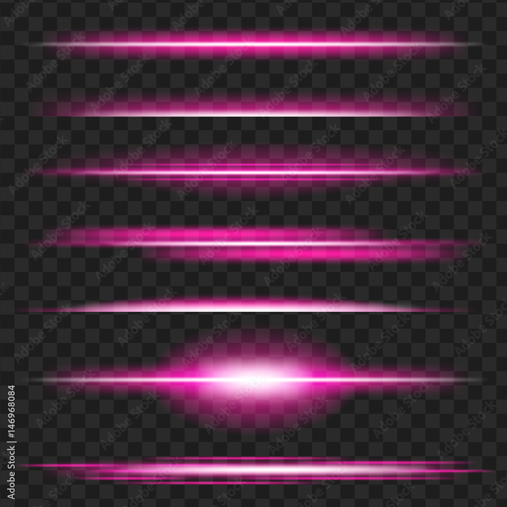 Set of purple glowing light effect. Isolated on black transparent background. Vector illustration, eps 10. Set of purple glowing light effect. Isolated on black transparent background. Vector illustration, eps 10.
