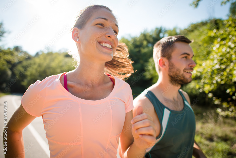 Couple jogging together