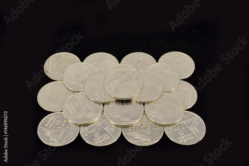 close-up Thai Baht Coins background. Thailand money