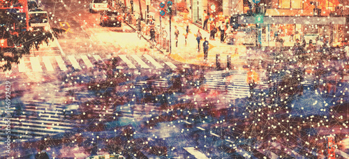 Canvas Print Crowds converge at Shibuya Crossing in Tokyo, Japan