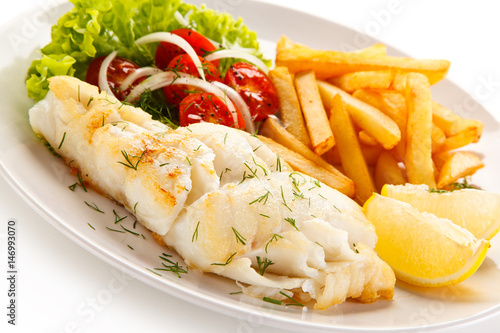 Fried fish with french fries