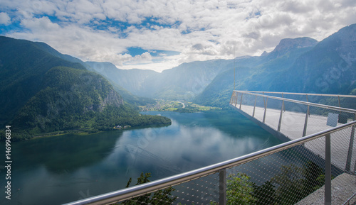 Photography Hallstatt lake from Salzwelten Salt Mines viewpoint of Hallstat