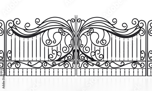 Wrought iron gate isolated on white background. 3D illustration