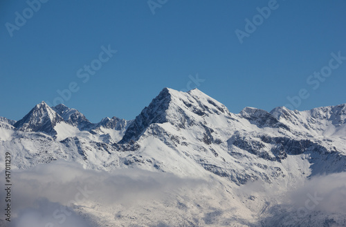 Winter Mountain Landscape View From Böses Weibele 2.521m To Großglockner 3.798m & Hochschober 3.240m