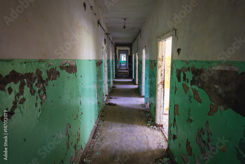Interior of abandoned hospital in former Soviet military town Skrunda-1 in Latvia