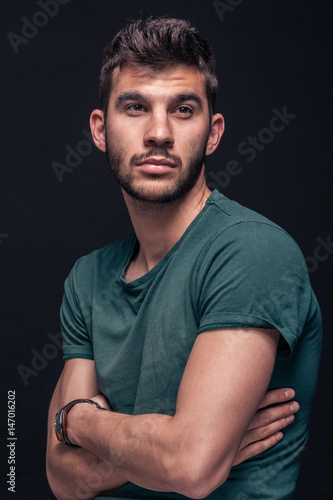 one young man, looking up above,