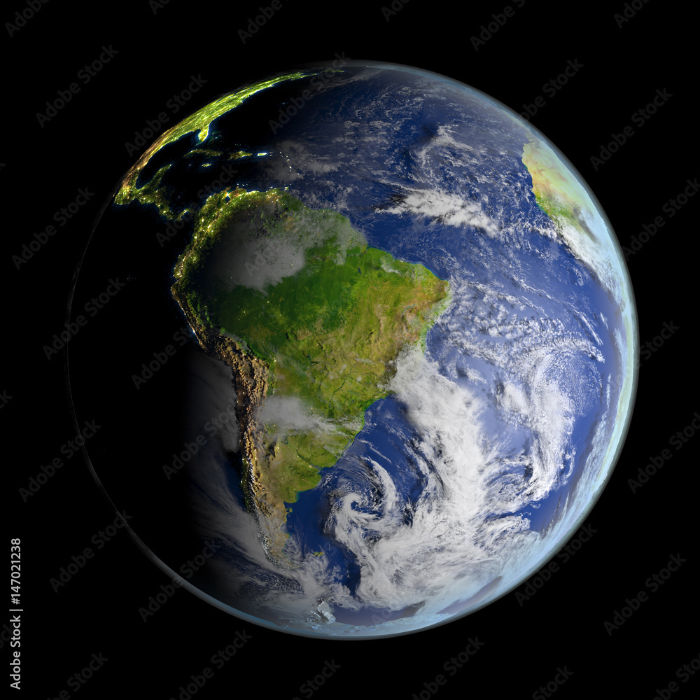 Fototapeta premium South America on planet Earth