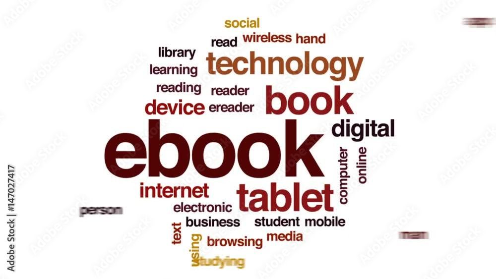 Ebook animated word cloud, text design animation.