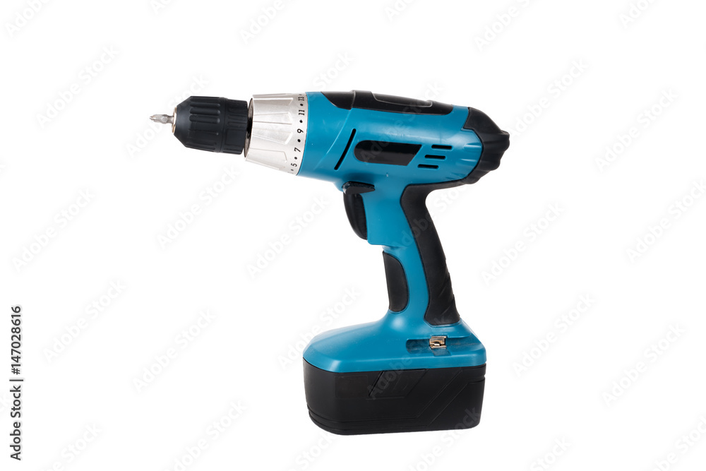 Battery screwdriver or drill isolated over white background Battery screwdriver or drill isolated over white background