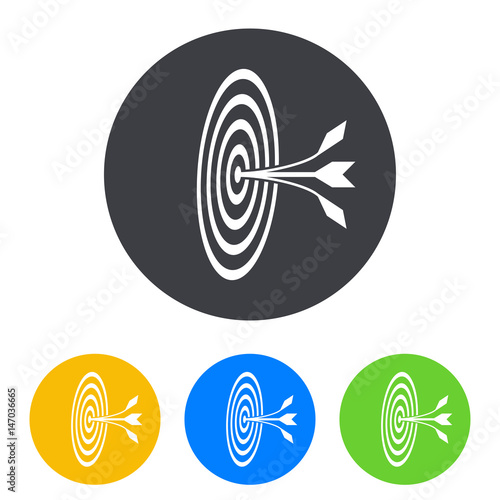 Icono plano diana con flecha separada en circulo varios colores