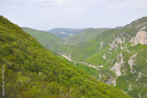 Panoramic view on meanders of Morava river from Ovcar, Serbia.