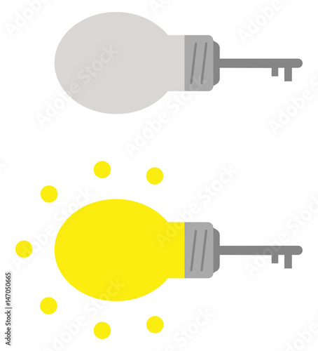 Grey and lyellow light bulb keys photo