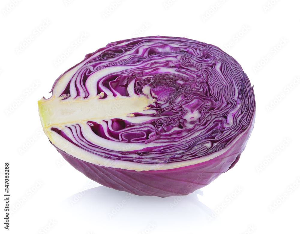 Purple cabbage slice on white background Purple cabbage slice on white background