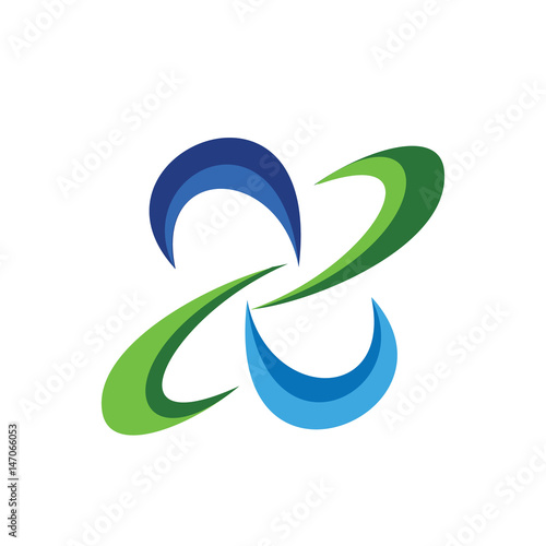 abstract design element, and blue arrow,  X symbol logo swoosh