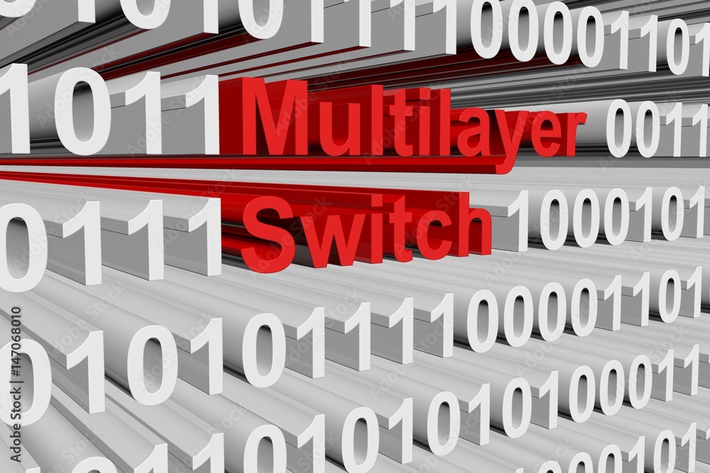 Multilayer switch as a binary code 3D illustration
