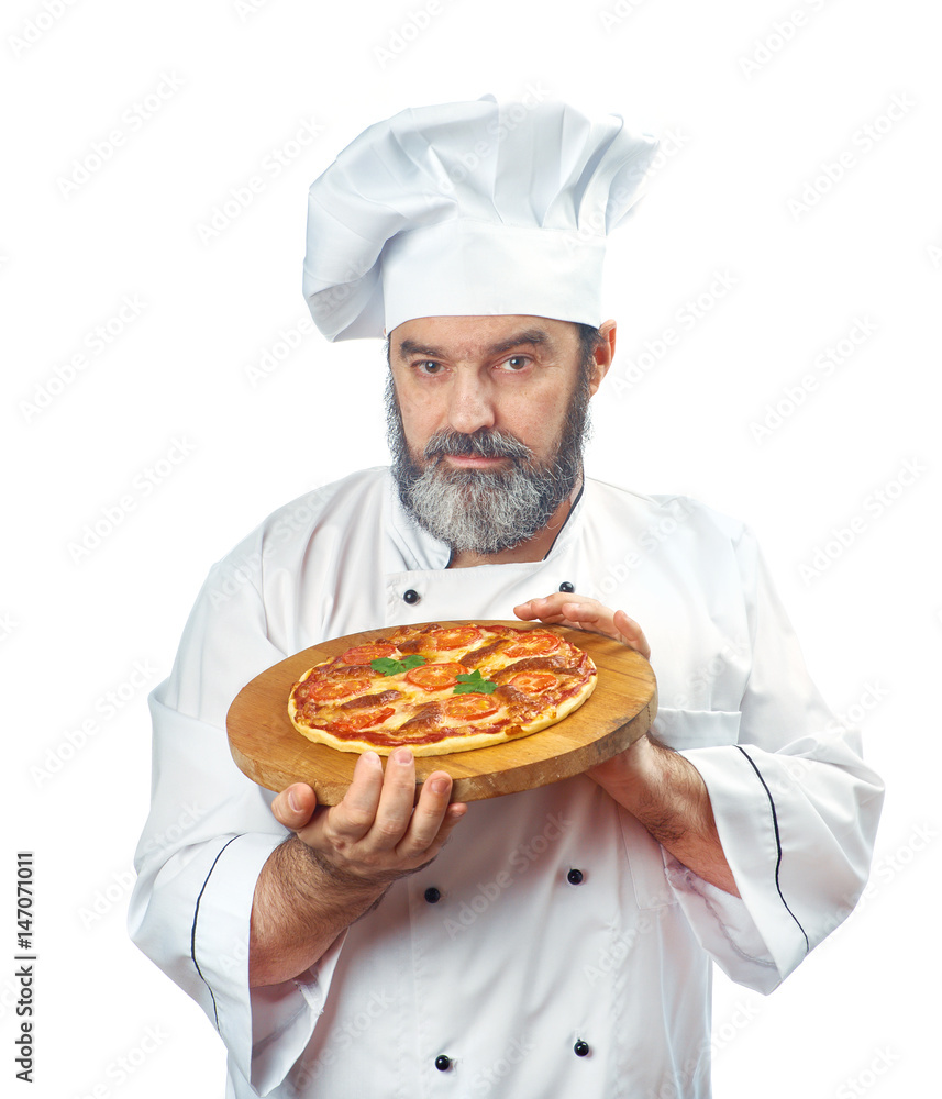 chief cook holding pizza napoletana chief cook holding pizza napoletana