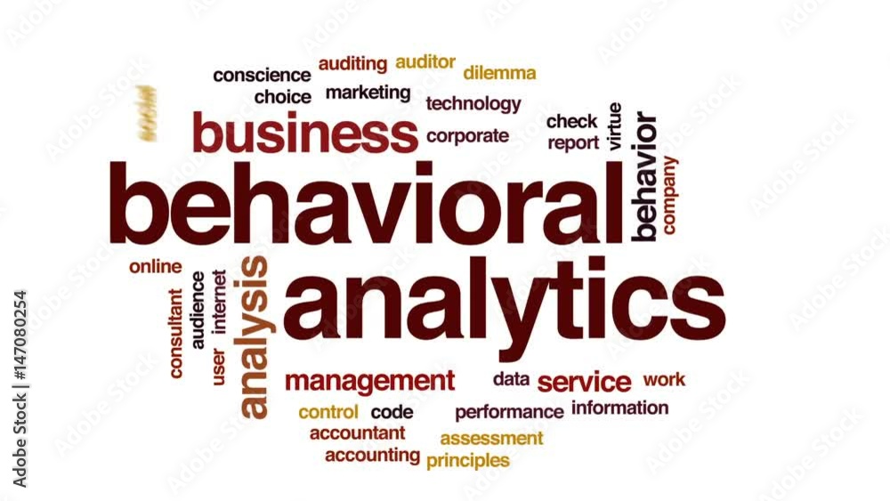 Behavioral analytics animated word cloud, text design animation. Behavioral analytics animated word cloud, text design animation.
