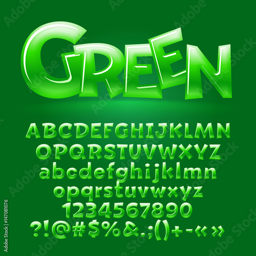 Vector candy green letters,symbols, numbers. Contains graphic style