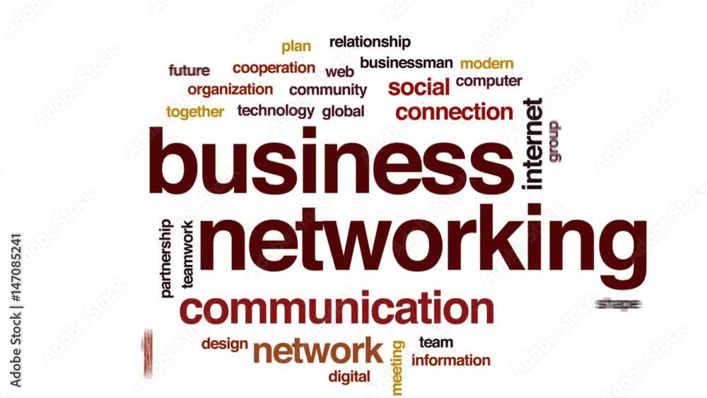 Business networking animated word cloud, text design animation. Business networking animated word cloud, text design animation.