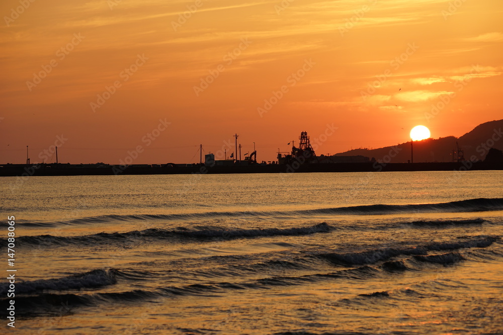Sunset fishing port