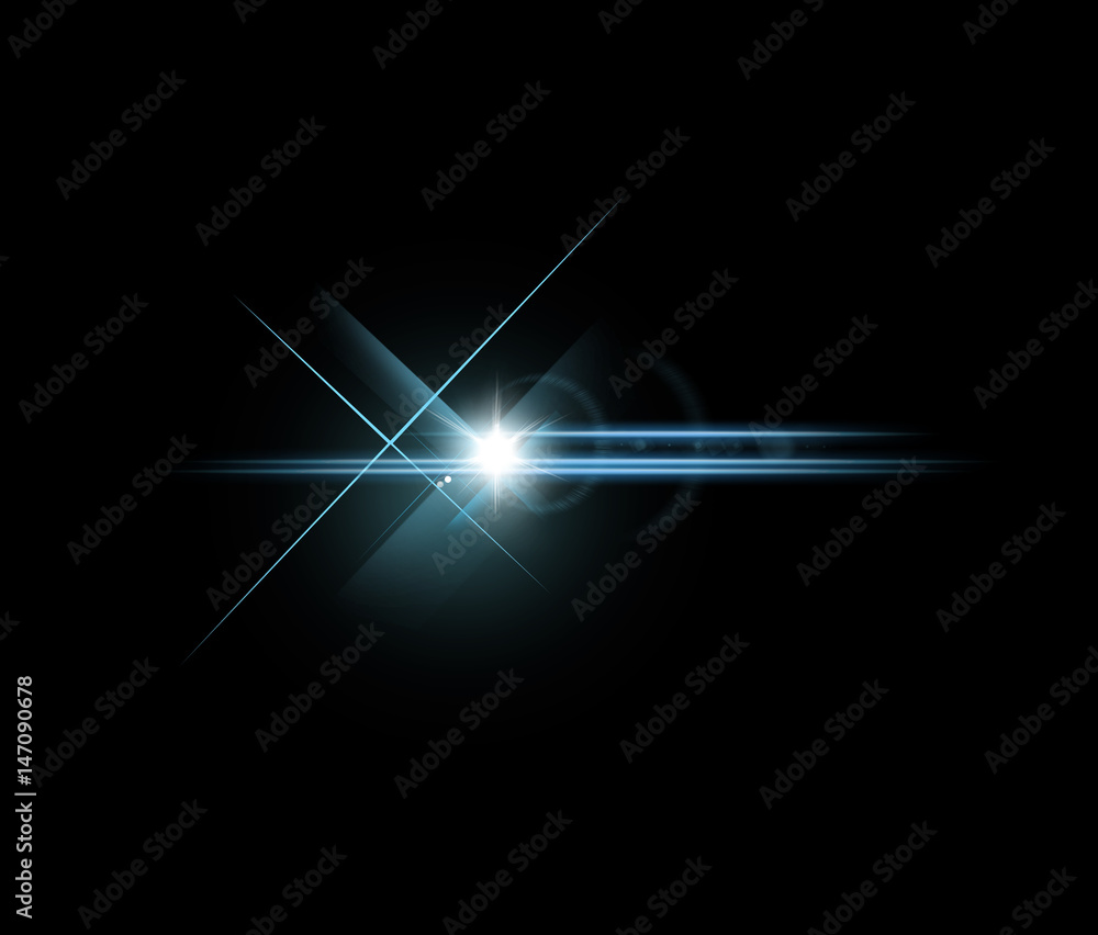 Optical Light Lens Flare and Star Effect, Realistic Flash with