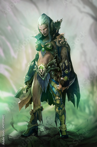 Dekoracja na wymiar  fantasy-illustration-of-dark-elf-beautiful-woman-warrior