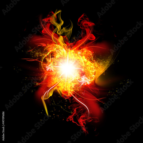 Fire Spark and Flames with Realistic Bright Flash and Glowing Flow of Sparkles - High-Resolution Elements Isolated on Black Background Easy to Apply to Your Design