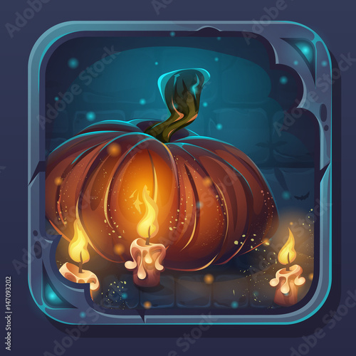 Monster battle GUI icon -  pumpkin and candles photo
