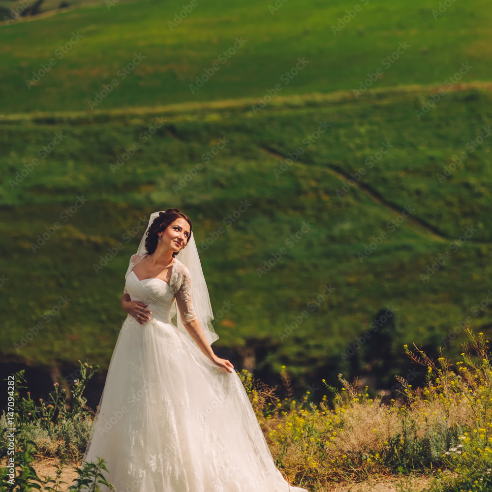 beautiful bride at countryside