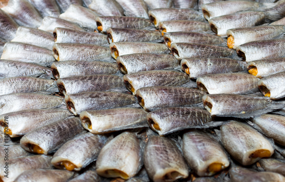 Dried Trichogaster pectoralis Fish , Native market, Thailand