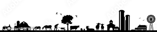 Silhouette Farm und Tiere