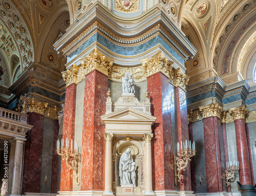 Interior of the roman catholic church St. Stephen's Basilica. Budapest