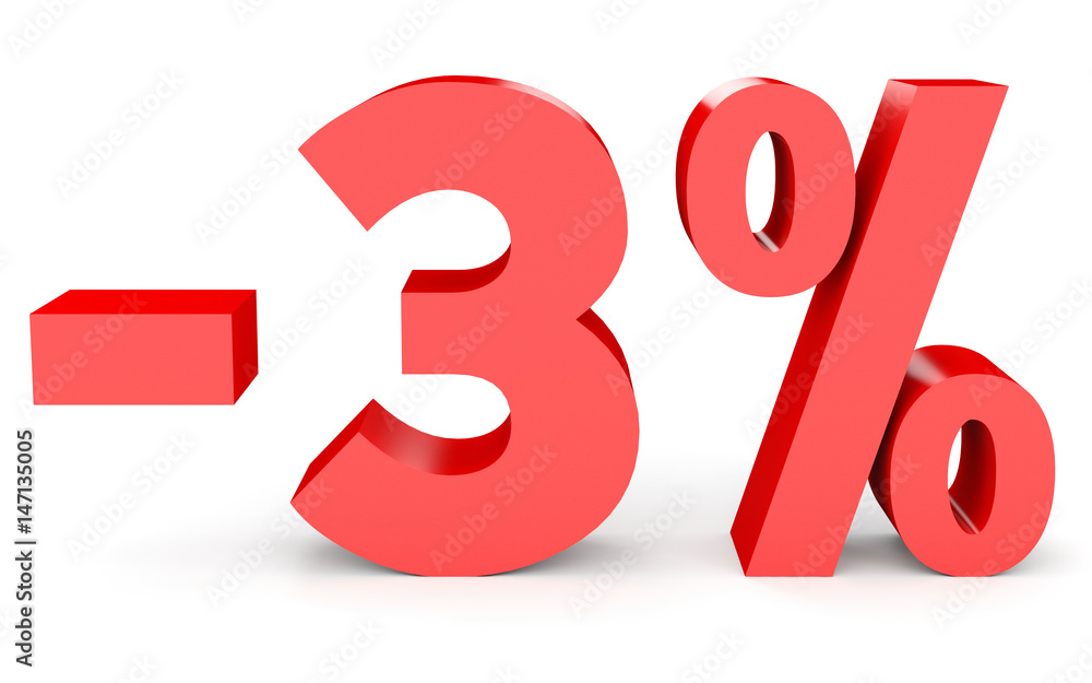 Minus three percent. Discount 3 %. Minus three percent. Discount 3 %.