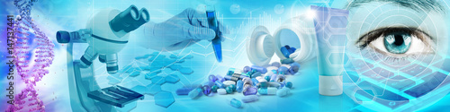 pharmaceutical and biochemistry research concept background 3d illustration photo